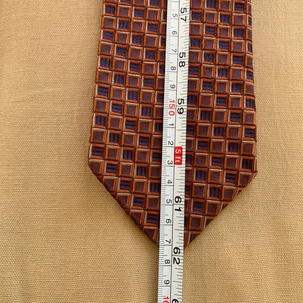 Dion Signature 100% Italian Silk Neck Tie Geometric Made in Canada 3.5